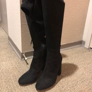 Lulus Black Over the Knee Boots Size 7.5